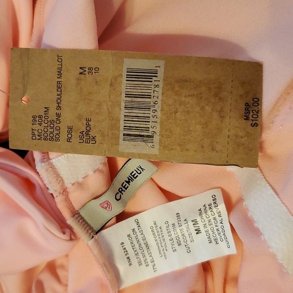 Cremieux Rose Pink Asymmetrical One Shoulder Bow Mallot One Piece Swimsuit Med - Picture 6 of 6